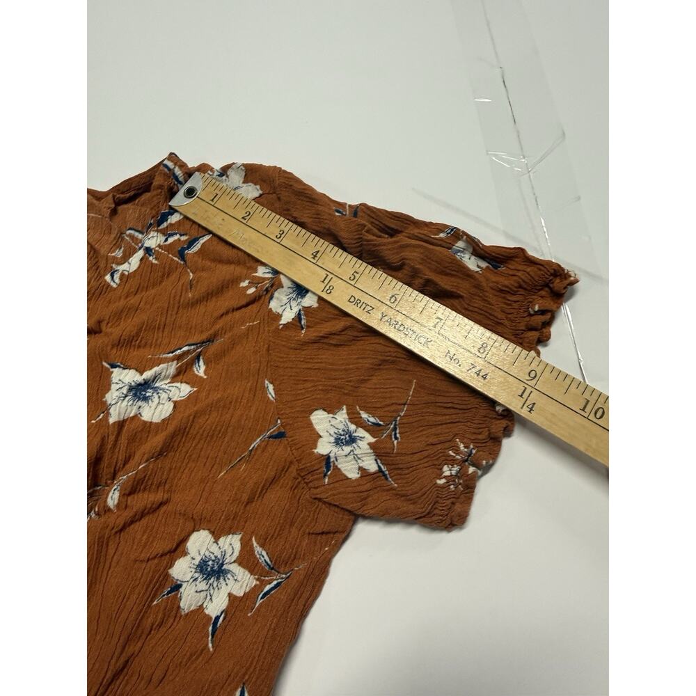 Paper Crane Brown Floral V-Neck Crop Top 100% Rayon Women's Size Large - Picture 5 of 7